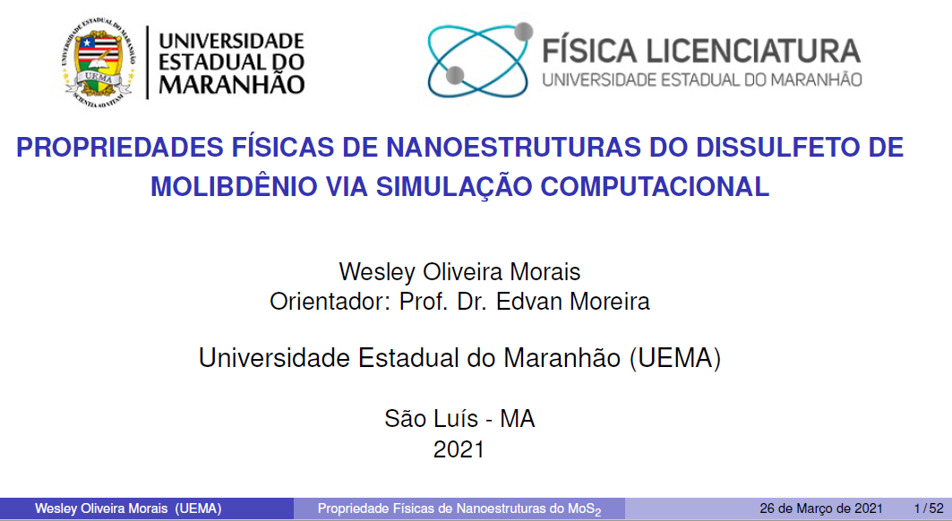 Defesas de TCC 2020.2 do Curso de Física/UEMA na modalidade remota